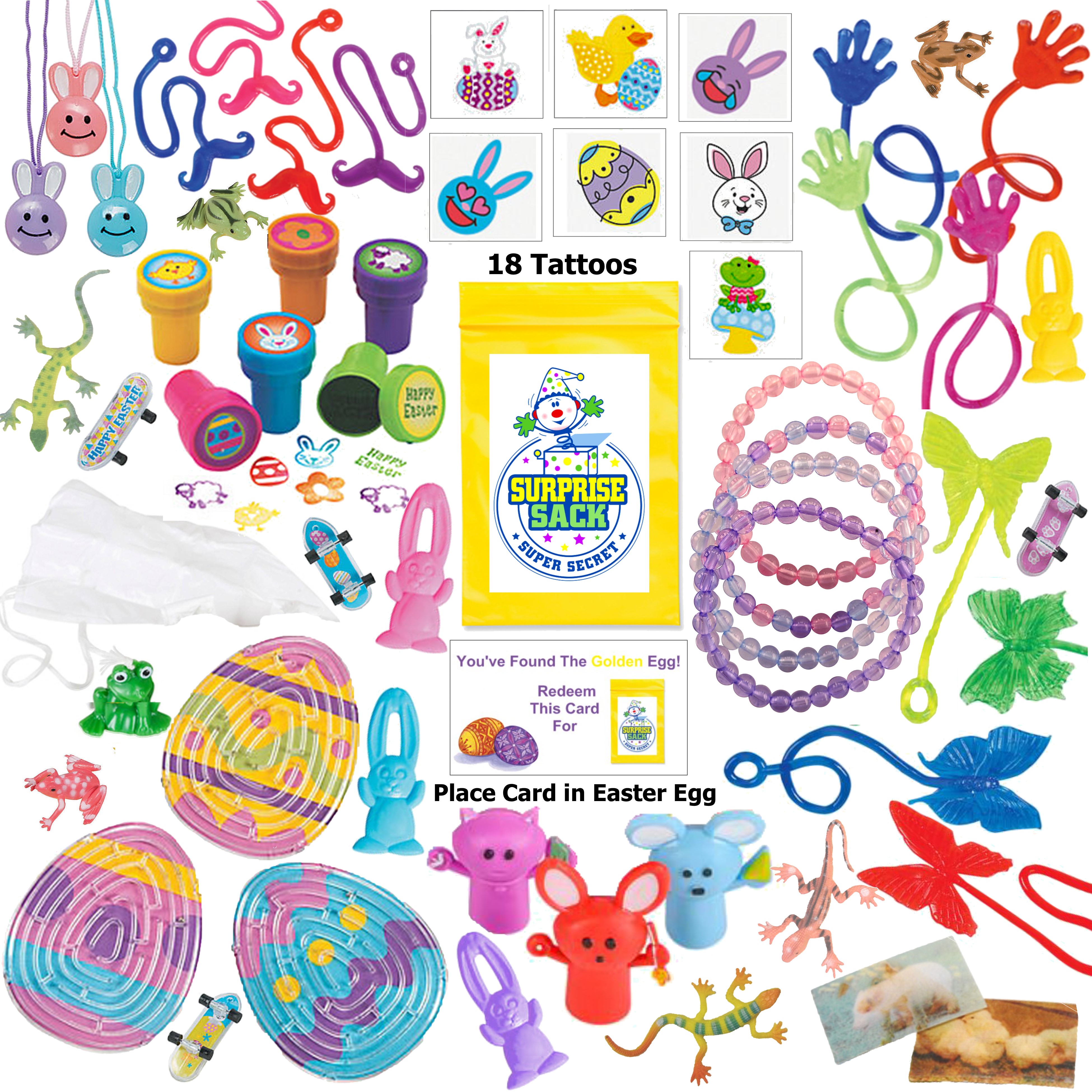 66 Pc Easter Egg Hunt Fillers/Stuffers Small Easter Toy Assortment (instead of candy) for