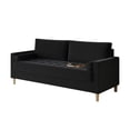 thumbnail image 2 of HMD Astoria Linen Square Arm 3-Seater Sofa With 2 Throw Pillow, Black, 2 of 5