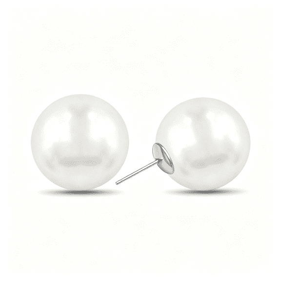 DESIGNICE Big Pearl Earrings-Extra Oversized Classic Faux Round Large Simulated Pearl Studs for Women,Hypoallergenic to Sensitive Ears