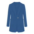 thumbnail image 4 of Xudanell Casual Blazer for Women Casual Plain One Button Blazer Jacket Notched Long Sleeve Suit Coat Regular Fit Work Office Business Formal Suit Jackets Ladies Autumn Winter Outwear (Blue,S), 4 of 4
