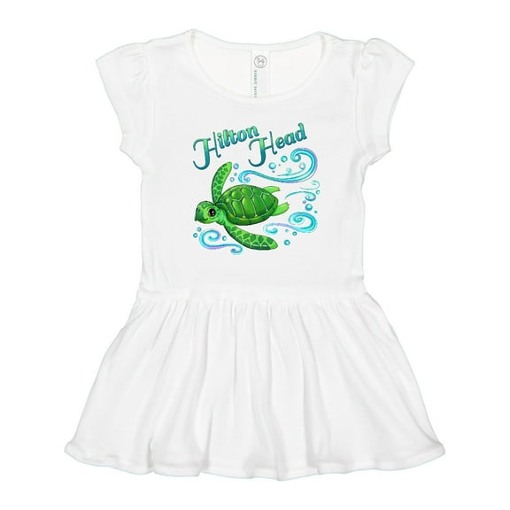 Inktastic Hilton Head Cute Sea Turtle with Waves and Bubbles Girls Toddler Dress