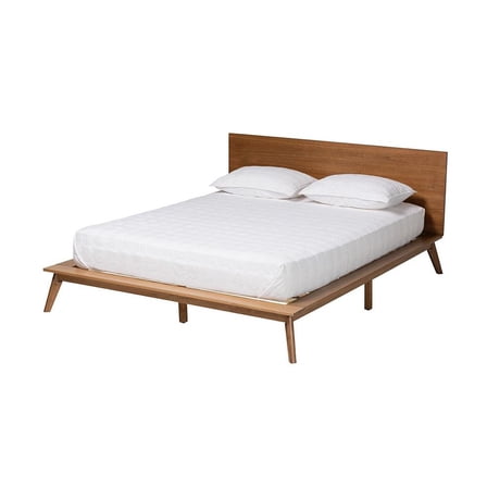 Baxton Studio Wheatley Wood Queen Size Platform Bed in Walnut Brown