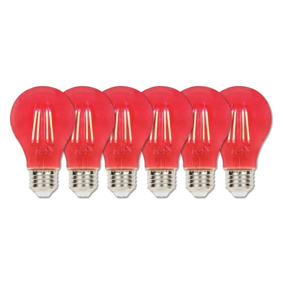 Westinghouse 5126020 4.5 (40-Watt Equivalent) A19 Dimmable Filament Medium Base (6 Pack) LED Light Bulb, Red Six Pack