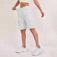 thumbnail image 5 of Bermuda Shorts Womens Cargo Shorts with Pockets Pull on High Waisted Summer Walking Workout Hiking Athletic Petite Knee Length Long Shorts White XL, 5 of 6
