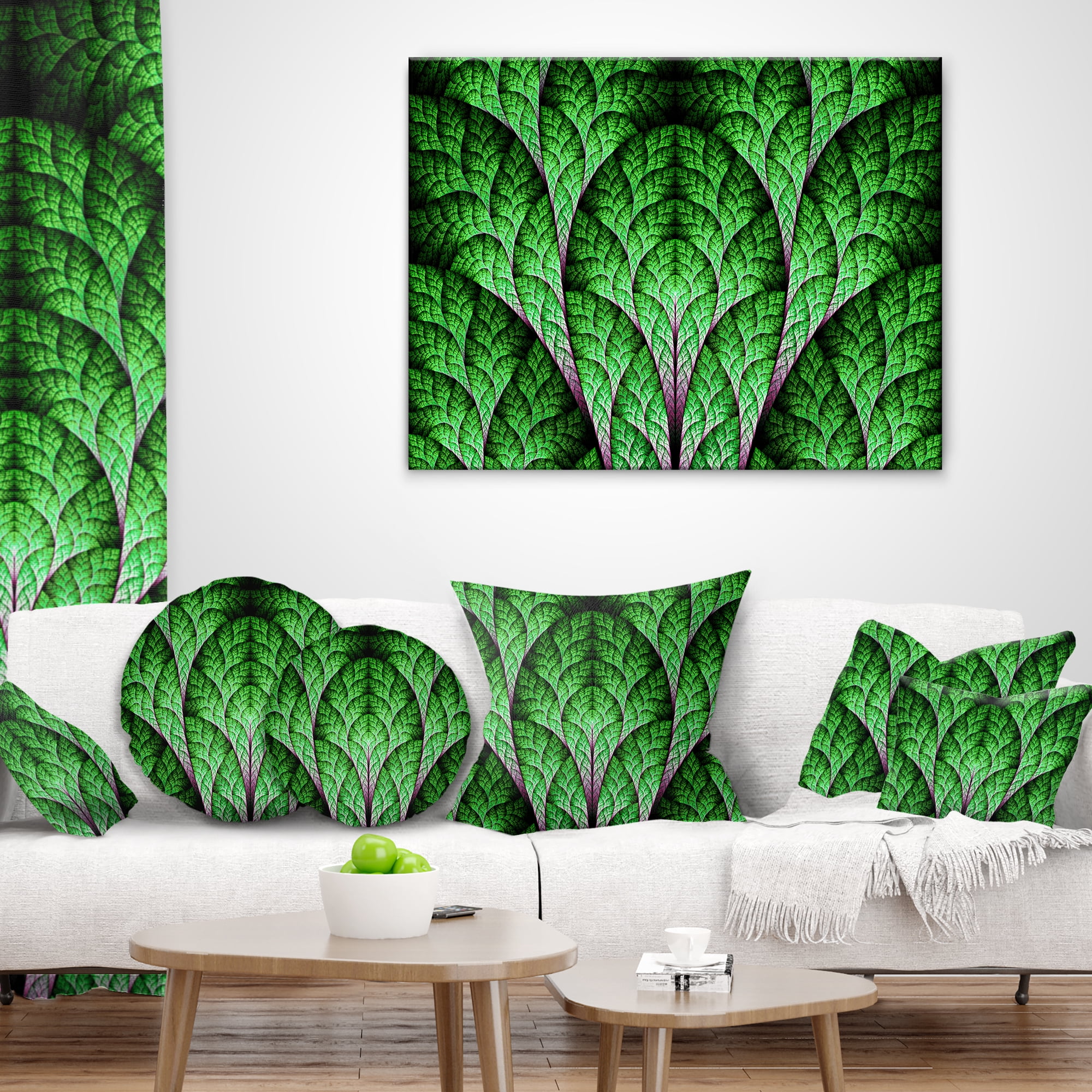 Designart Exotic Green Biological Organism - Abstract Throw Pillow - 16x16