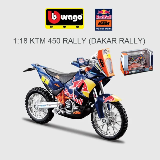 In Stock 1:18 Red Bull 2018 Ktm 450 Sk-F Dakar Rally Moto Alloy Miniature Diecast Model Rally Bike Model Toys Kids Gift KTM 450 RALLY