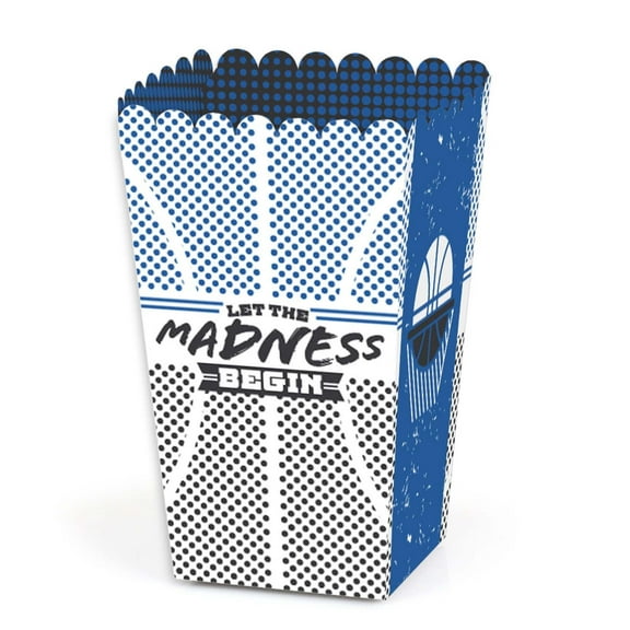 Big Dot of Happiness Blue Basketball - Let the Madness Begin - College Basketball Party Favor Popcorn Treat Boxes - Set of 12