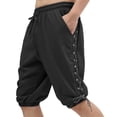 thumbnail image 2 of FRSASU Men's Medieval Pirate Cotton and Linen Shorts Elastic Waistband with Pockets Drawstring Slim-fit shorts Men's Linen Shorts Black, 2 of 7
