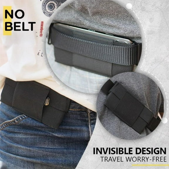 Nsxcdh Clip on Invisible Wallet Elastic Belt Waist Bag Polyester Nylon 6.10x2.99in Easy Carry Safe Hiding No Belt Low Profile Pocket Travel Outdoor Home Indoor Sports for women man Gift