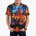 thumbnail image 5 of Yiaed Magical Stained Glass CastlePrint Men's Short Sleeve Polo Shirt,Golf Polo for Men Three-Button Golf Shirt Athletic Casual Collared T-Shirt- Large, 5 of 7