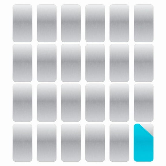 24pcs Adhesive Metal Plates for Magnetic Mounts, 2.36x1.18in Strips with Adhesive Backing for Magnets on Non-Steel Vents,24 x Paste board,Silver