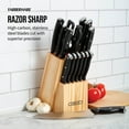 thumbnail image 4 of Farberware 15-Piece Triple Rivet Kitchen Knife Block Set with Natural Wood Block and Black Handles, 4 of 21