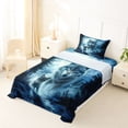 thumbnail image 5 of Manfei Mystic Moon Wolf Twin Sheets,Calm Woodland Bedding,Navy Blue,3 Pieces,1 Fitted Sheet and 1 Pillowcase, 5 of 6