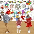 thumbnail image 5 of Large Coloring Poster For Kids, Happy New Year & Birthday Theme Coloring Tablecloth, 30 X 72 Inches (76 X 183 Cm) Non-Pen Included, Home Party Art Activity Decoration, Black &, 5 of 6