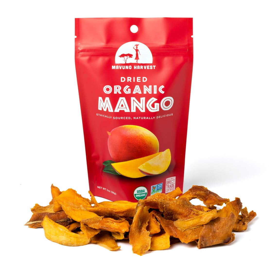 Mavuno Harvest Direct Trade Organic Dried Fruit, Mango, 2 Ounce (Pack of 6)