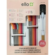 Ello Straw and Bottle Cleaning Set, BPA Free, Multi-Color, 17 Piece