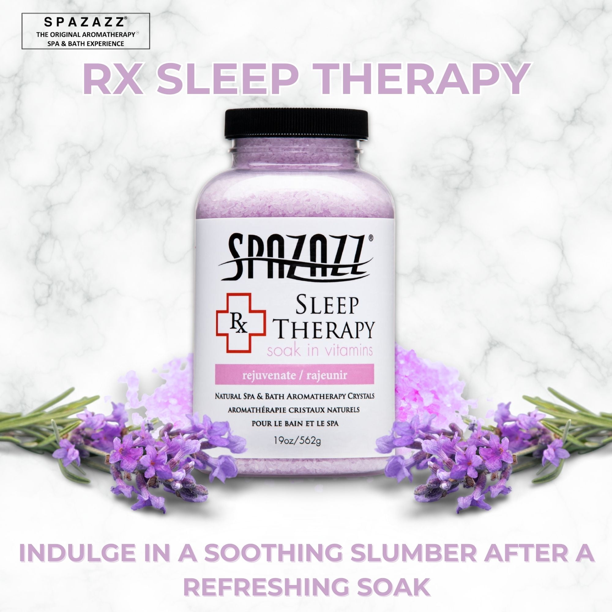 Spazazz Sleep Therapy Aromatherapy Bath Salt Crystals 2-Pack (19 Oz Each) - Spazazz Aromatherapy Bath Salts for Hot Tubs & Baths, Safe for All Spas & Bath Types