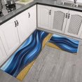 thumbnail image 2 of Blue and Gold Marble Pattern Anti Fatigue Kitchen Rugs Set Of 2, Non Slip Washable Decorative Floor Mats for Kitchen Sink Laundry, 17"x30" and 17"x47", 2 of 6