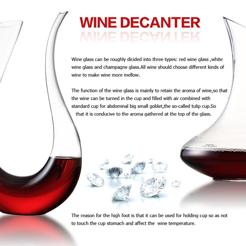 Luxurious Crystal Glass U Shape Wine Decanter Wine Pourer Red Wine Carafe 1500ml 