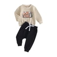 thumbnail image 1 of Infant Baby Halloween 2Pcs Outfit Letter  Skeleton Print Long Sleeve Crewneck Tops Sweatshirt Long Pants Set, 1 of 7