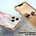 thumbnail image 4 of Dteck for iPhone 15 Case, 3 in 1 Heavy Duty Hybrid Hard PC Rugged Marble Pattern Protective Cover for Apple iPhone 15,07#-Pink, 4 of 6