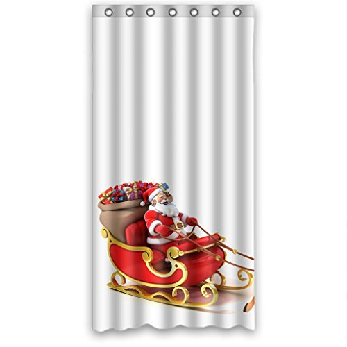 HelloDecor Senta Claus Deer Car Christmas Shower Curtain Polyester