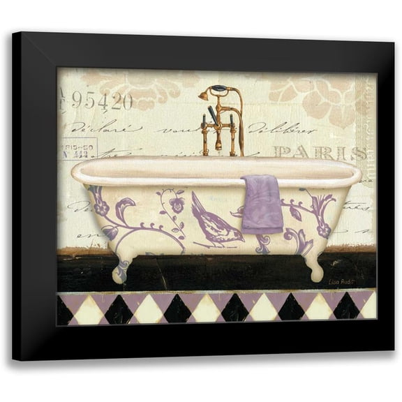 Audit, Lisa 14x12 Black Modern Framed Museum Art Print Titled - Lavender Marche de Fleurs Bath II