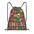 thumbnail image 1 of Xecao Ho Ho Ho Merry Christmas Pattern Sports Drawstring Backpack - String Swim Gym Bag with Wet Proof Pocket for Women&Men-Medium, 1 of 6