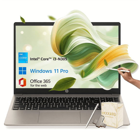HP 15.6" Touchscreen Laptop, Intel Core i3-N305, 8GB RAM, 256GB SSD, Anti-Glare Display (250 nits), Intel UHD Graphics, Windows 11 Pro with Accessory