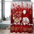 thumbnail image 2 of Red Christmas Bathroom Shower Curtain Cute Santa Claus Deer Winter Snowflake Waterproof Washable Shower Curtains for Bathtub Bath Decor with Grommets and Hook 54 X 78 Inch, 2 of 8