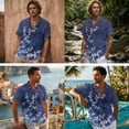 thumbnail image 2 of FOR U DESIGNS Blue Tree Leaf Print Matchable Couple Outfits Linen-Like Button Down Shirt or Sleeveless Dress with Pockets for Parties Wedding Date, 2 of 7