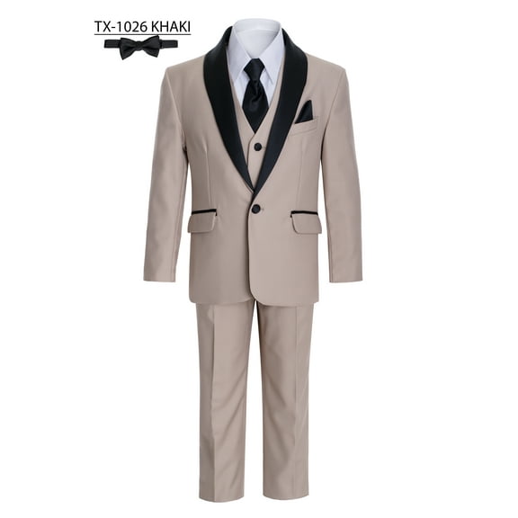 Magen Kids Boys Tuxedo 7pcs Set Suit 1-18 KHAKI 2 Buttons (as1, numeric, numeric_2)