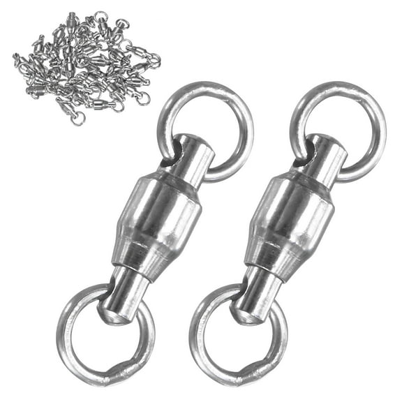 Uxcell 30-Pack Ball Bearing Fishing Swivels, 1# 0.67In (17mm) Stainless Steel Lure Leader Line Connector for Fishing [Silver]