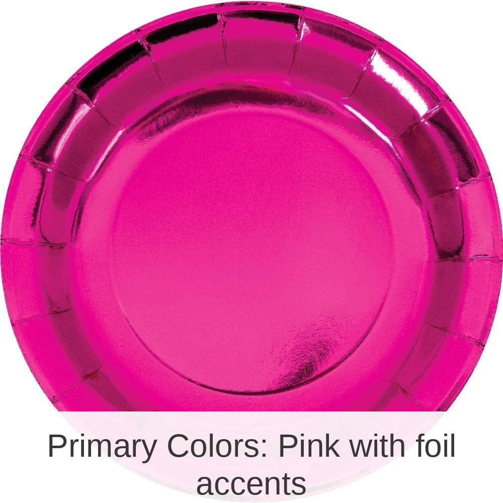 96/Case Bulk Pink Paper Dinner Plate, Foil
