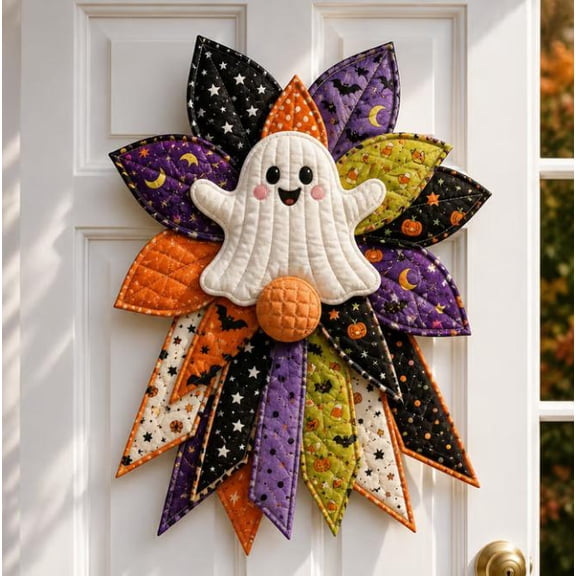 Oversized Seasonal Quilted Door Bow DIY Sewing Kit,Handmade Fabric Bow for Front Door Wall Wreath Decor,Quilted Holiday Craft Kit for Adults Beginners,Festive Seasonal Home Accent (Kit5)
