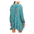 thumbnail image 2 of FREE PEOPLE Womens Green Floral Long Sleeve Jewel Neck Short Fit + Flare Dress S, 2 of 4