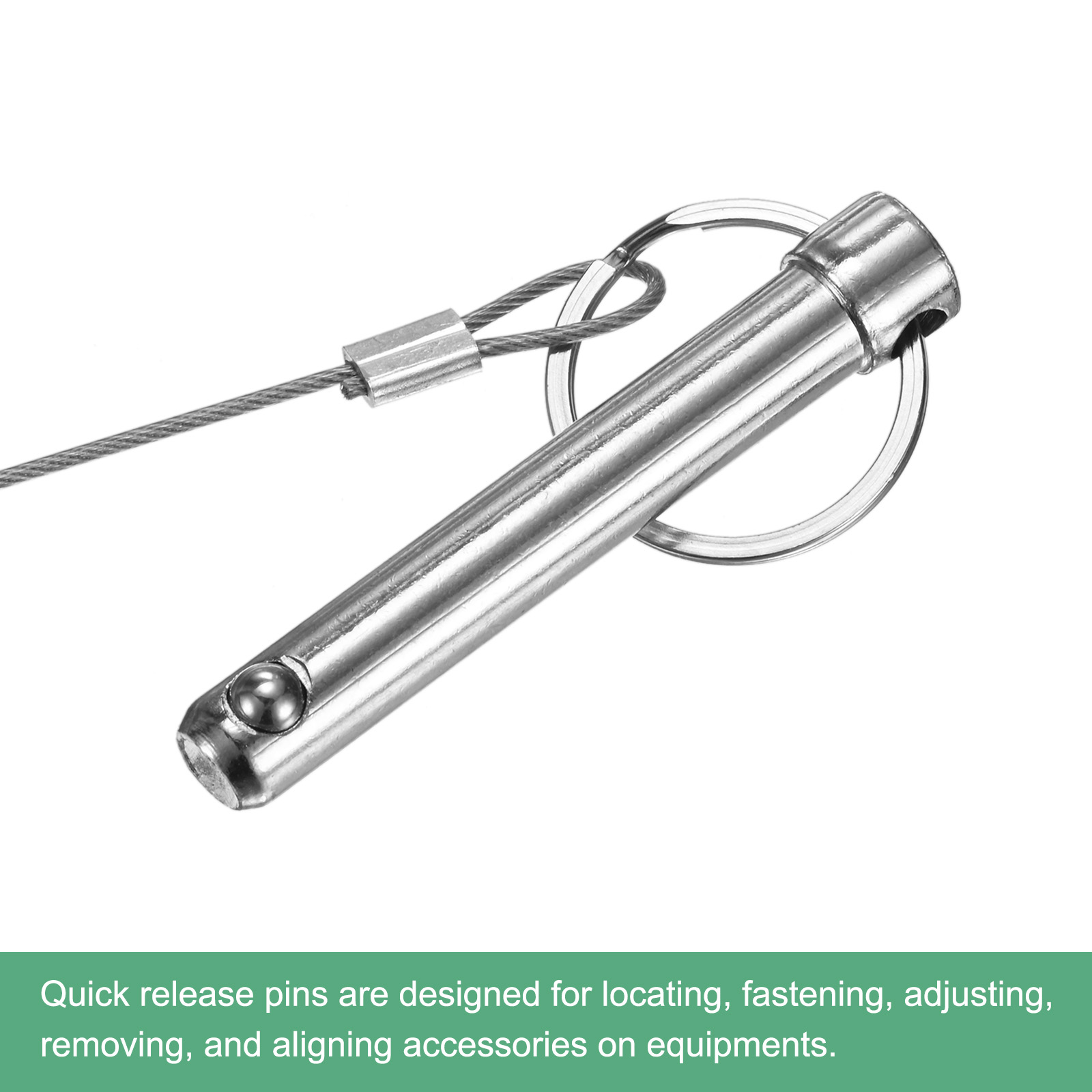 Uxcell 2-Pack Quick Release Pins, 1/4"(6mm) Diameter, 1.06"(27mm) Usage Length Bimini Top Pin W/Lanyard & Screws, 1.57"(40mm) Long Hardware Pins