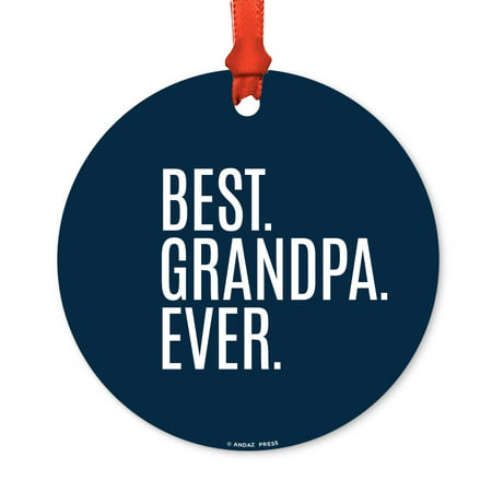 Round Metal Christmas Ornament, Best Grandma Ever, Includes Ribbon and Gift Bag, Birthday Present Gift (Best Presents For Grandma)