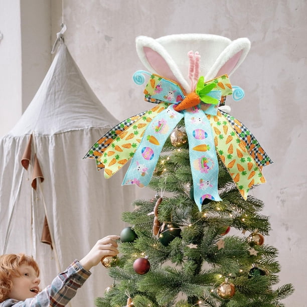 Adornos de de Pascua para punta del , adorno de conejo de peluche para , suministros para fiestas, decoración de
