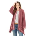 thumbnail image 3 of FLORIANA Womens Embroidered Kimono Cardigan Velvet Blazer Open Front - Blush, 2X, 3 of 8
