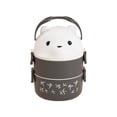 thumbnail image 2 of Glasses Bear Lunch Box Set,Double Layer Divided Bento Storage Container,Microwave Safe Leakproof Meal Box,Portable Student Office Lunch Carrier,Large Capacity Cutlery Handle Lunch Kit, 2 of 6