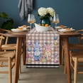 thumbnail image 2 of Bunny Gnomes Easter Table Runner - 48 Inch Long, Kitchen Dining Table Runner Dresser Scarves, Eggs Brown Checkered Farmhouse Farmhouse Decor for Coffee Tables Wedding Party Banquet, 2 of 8