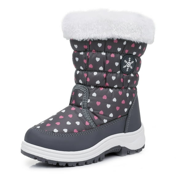 Ahannie Girls Warm Snow Boots,Kids Outdoor Insulated Winter Boots