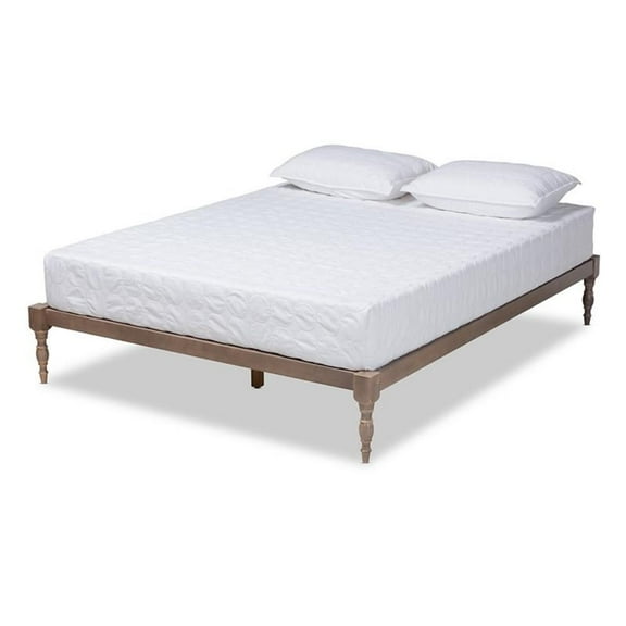 Bowery Hill Modern Queen Size Oak Finished Wood Platform Bed Frame
