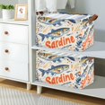 thumbnail image 2 of Yayeee Foldable Storage Basket for Shelves with Handles Waterproof Cloth Bins, Blue Sardines Pattern, 2 of 7