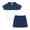 Dark Blue, variant on Girls Outfit Set 2 Piece Crew Neck Short Sleeve Patchwork Tops And Shorts Set Casual Sprotswear Summer Girls Clothes Blue Size 5-6 Years