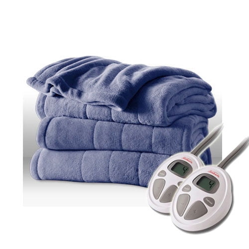 Sunbeam Channeled Velvet Plush Electric Heated Blanket King Size Lagoon
