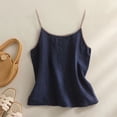 thumbnail image 6 of Garbnen Linen Tank Tops for Women Spaghetti Strap Sleeveless Camisole Top Summer Beach Travel Crew Neck Womens Tunics, 6 of 8
