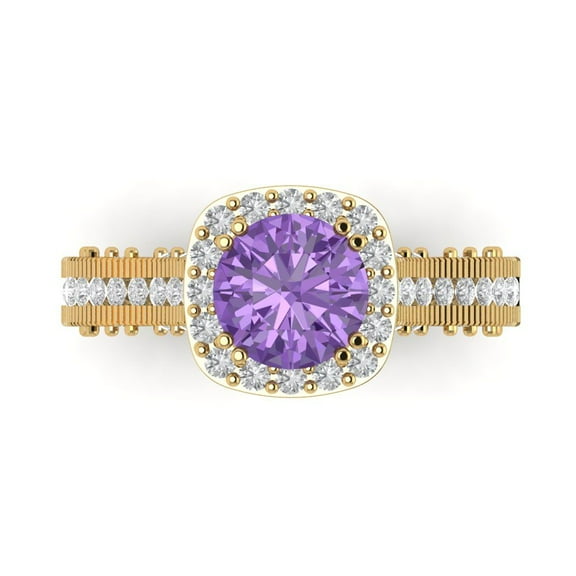 Clara Pucci 14K Yellow Gold 2.37ct Alexandrite Halo Ring for Women