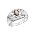 thumbnail image 4 of Rylos  Sterling Silver Classic 6X4MM Oval Smoky Quartz & Sparkling Diamond Ring - Birthstone Jewelry for Men -Size 11, 4 of 8